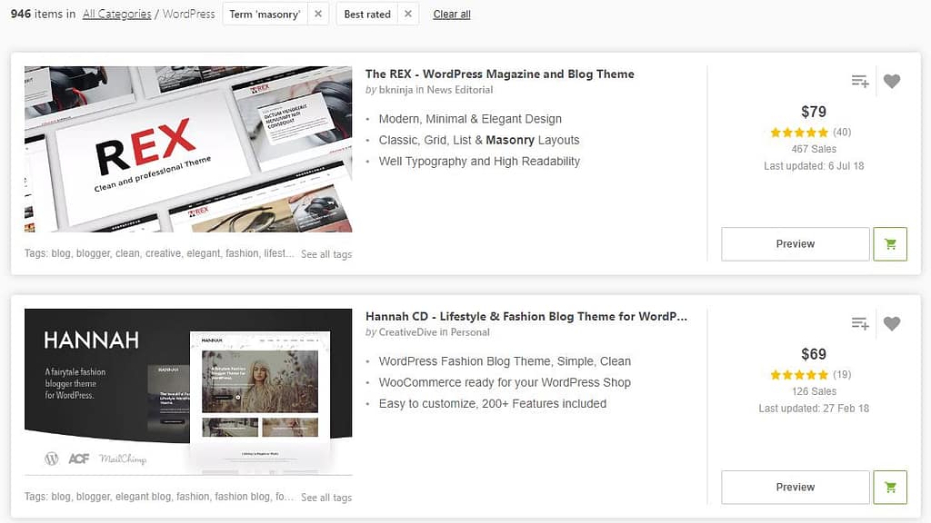 ThemeForest WordPress Masonry Thema